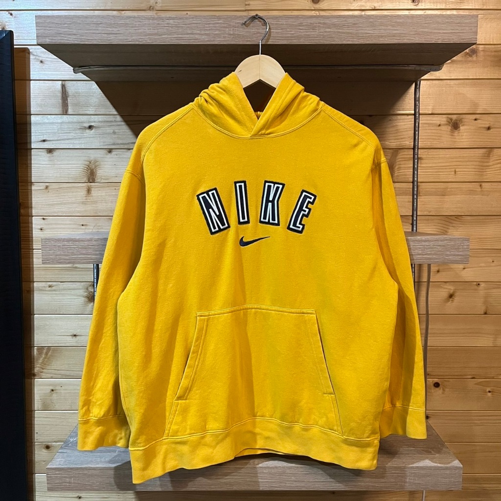 vintage nike spellout hoodie yellow