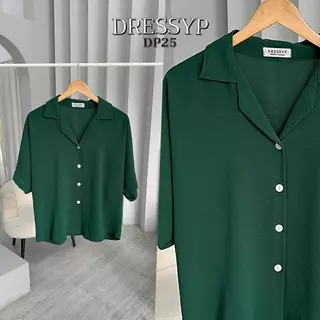dressyp - Slub Batwing Shirt เสื้อเชิ้ตผู้หญิง คอปกฮาวาย เเขนค้างคาว ผ้าสลาฟ ใส่ง่าย ใส่สบาย DP25