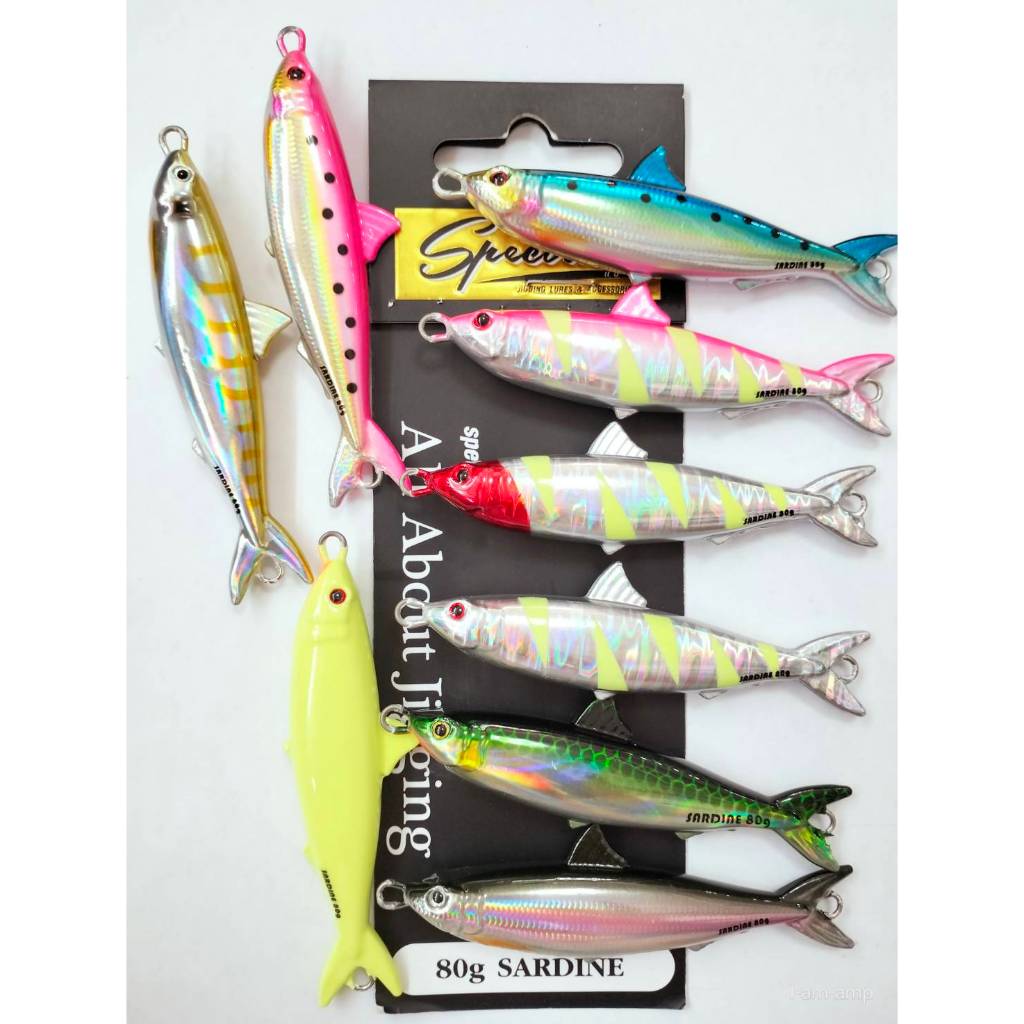 เหยื่อจิ๊ก Spectrum Sardine. ขนาด 40-60-80-100กรัม (มีหลายสีให้เลือก) ลงเร็ว จิ๊ก-แคส ปั่นเบามือ สีสันสวยงาม ราคาประหยัด