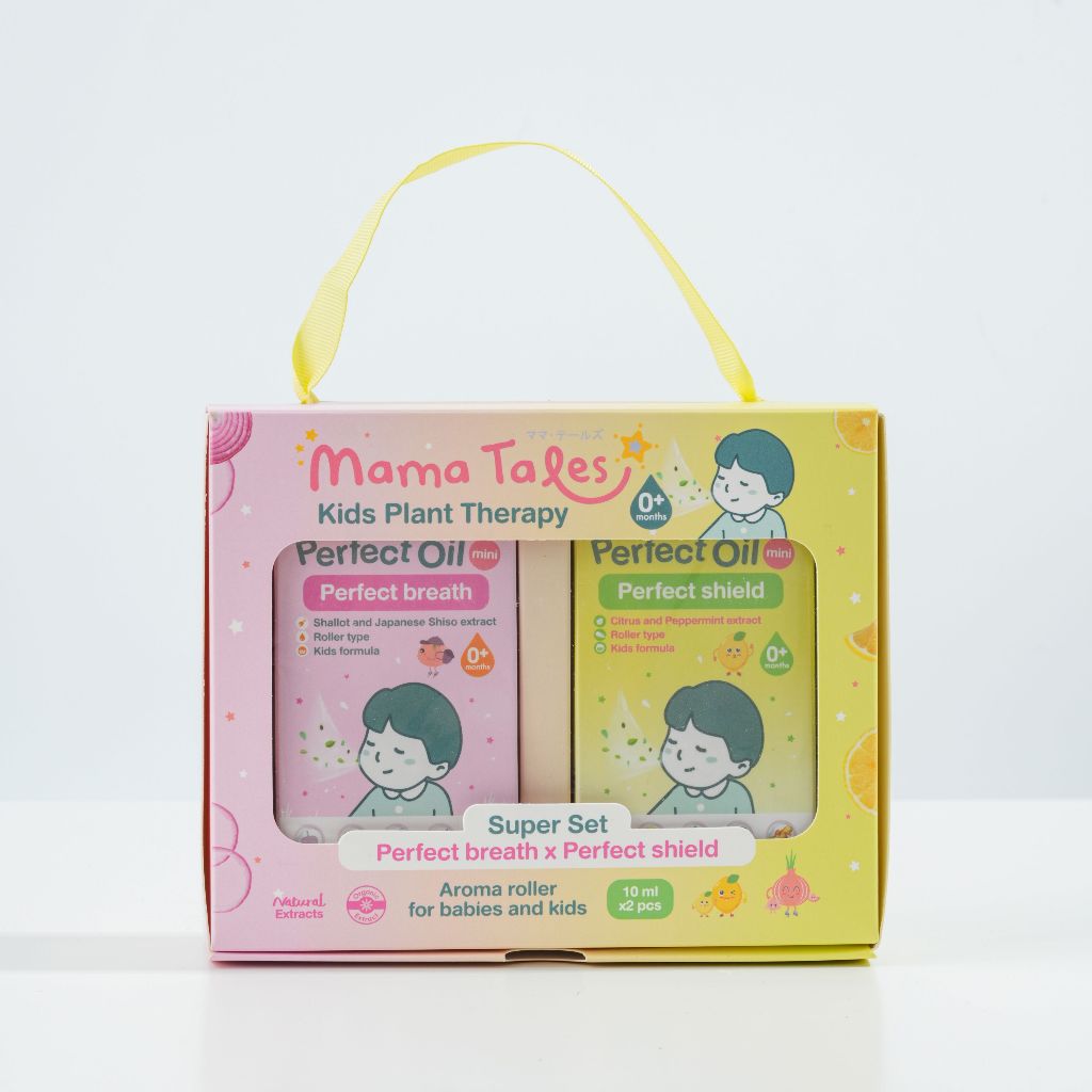 Mama Tales เซตน้ำมันหอมระเหย Super Set สูตรหอมแดงและสูตรเลม่อน ขนาด 10 ml. หัวลูกกลิ้ง ใช้ง่าย พกพาสะดวก