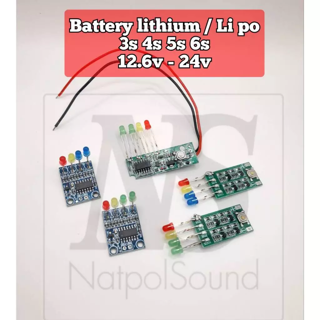 ไฟแสดงสถานะ แบตเตอรี่ Li ion 12.6v 16.8v 21v 24v LiFePO4 14.4 v พร้อมต่อขา