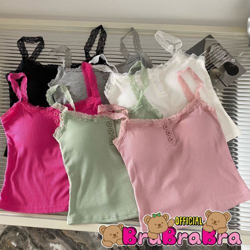 [ส่งจากไทย] 𝑩𝒓𝒂𝑩𝒓𝒂𝑩𝒓𝒂 #bra-256 เสื้อสายเดี่ยว มีฟองน้ำ สายลูกไม้น่ารัก อกเป็นกระดุม