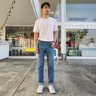 Golden Zebra Jeans กางเกงยีนส์ขากระบอกเล็กผ้ายืดสีดำ (Size เอว 28-44) #446BK