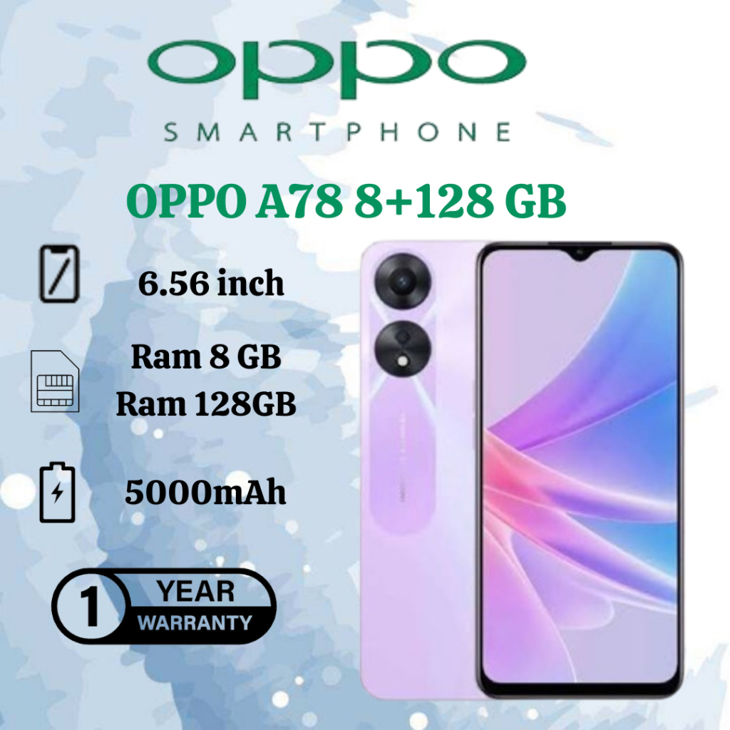 OPPO A78 5G (8+128) โทรศัพท์มือถือ หน้าจอ FHD+ AMOLED Display ชาร์จไว 67W SUPERVOOC แบตเตอรี่ใหญ่