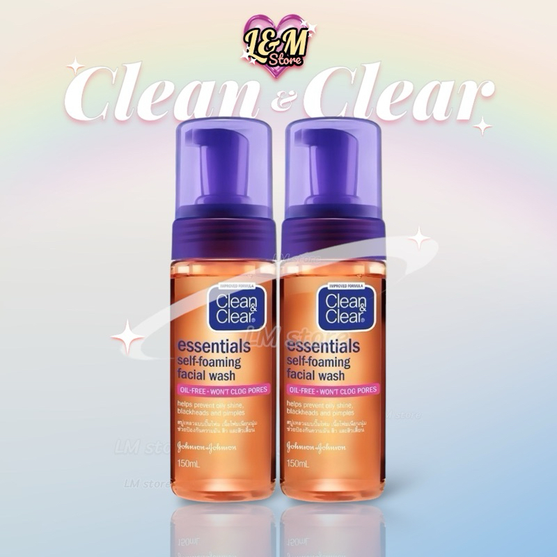 คลีน แอนด์ เคลียร์ โฟมล้างหน้า เซลฟ์โฟมมิ่ง เฟเชียล วอช 150มล. Clean & Clear Essentials Self Foaming Facial Wash 150ml.