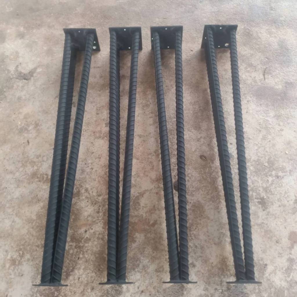 ชุด4ชิ้น ขาเหล็กข้ออ้อยสีดำ 10 มล สำหรับติดท็อปไม้ทำโต๊ะหรือทำเก้าอี้