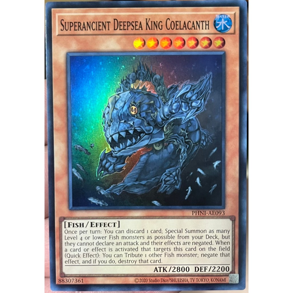 Yugioh Asia-Eng [PHNI-AE093] Superancient Deepsea King Coelacanth (Super Rare) การ์ดยูกิแท้ถูกลิขสิท