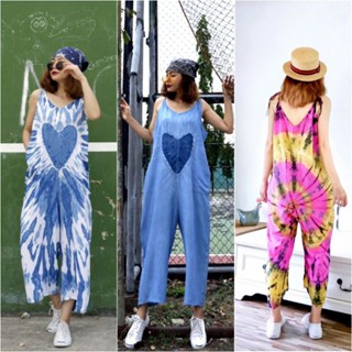 จั๊มมัดย้อม  ชุดหมีมัดย้อม ผ้าแมมเบริต ผ้าพริ้วใส่สบาย