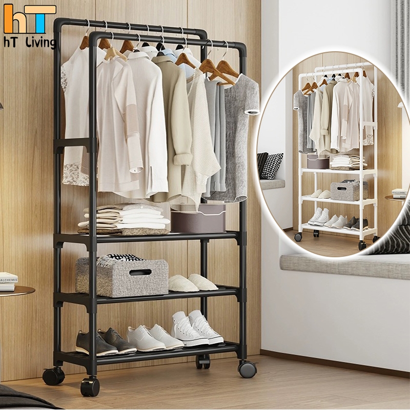 HT Living🔥ราว 2ชั้น🔥ราวตากผ้า ราวเเขวนผ้าเหล็ก โครงเหล็กเเข็งเเรง เเขวนได้40ตัว+ พร้อมส่ง!!