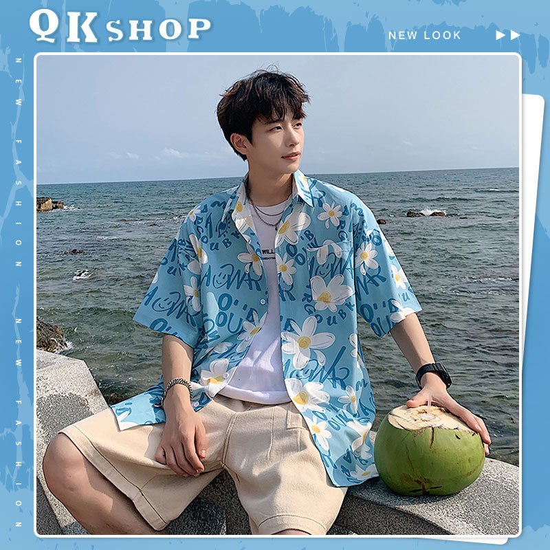 QKshop ของมันต้องมี เสื้อแฟชั่นผู้ชาย ดีเทลฮาวาย ใส่ไปทะเลคือจึ้งมาก ใส่คลุมก็เท่ห์ ใส่ตัวเดียวก็เริ่ด ราคาเบาๆ