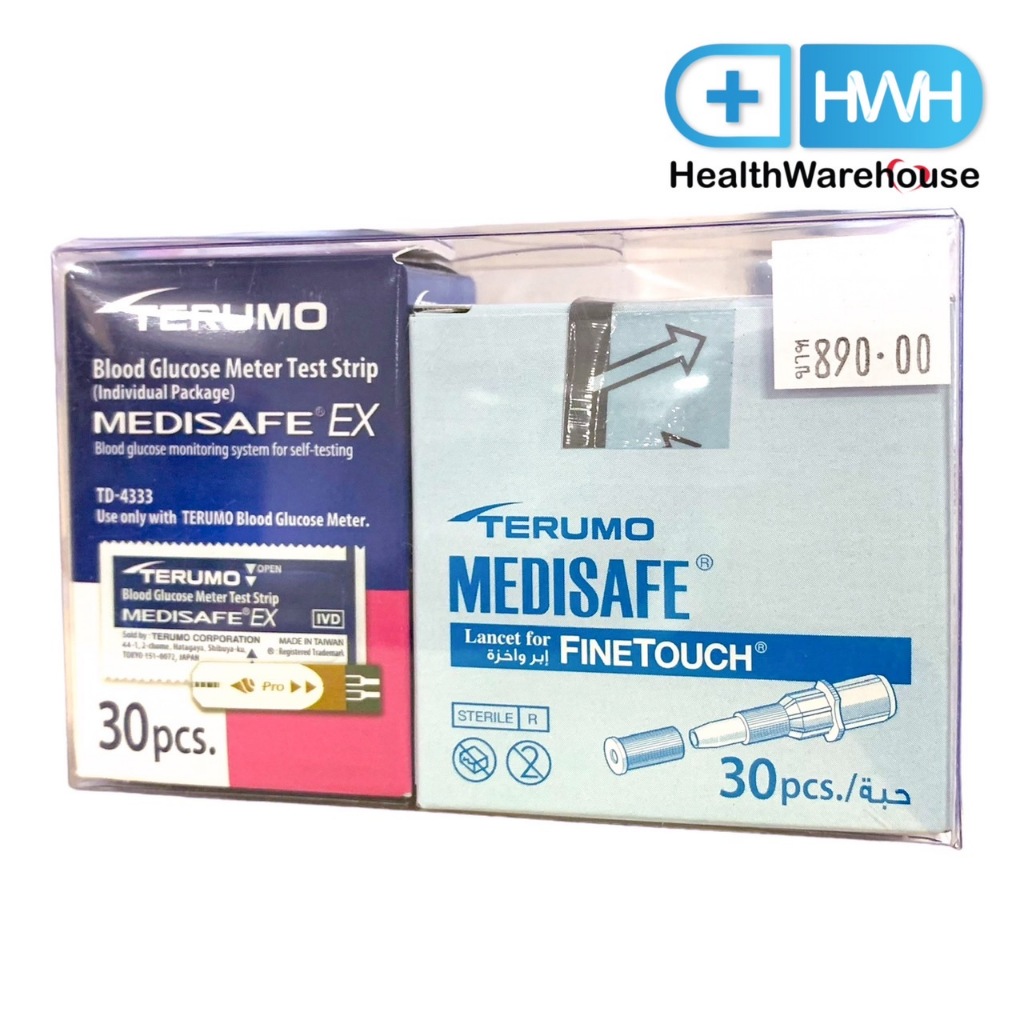 แพ็คเกจใหม่ Terumo Medisafe EX แผ่นตรวจน้ำตาล พร้อม เข็มเจาะเลือด อย่างละ 30 ชิ้น