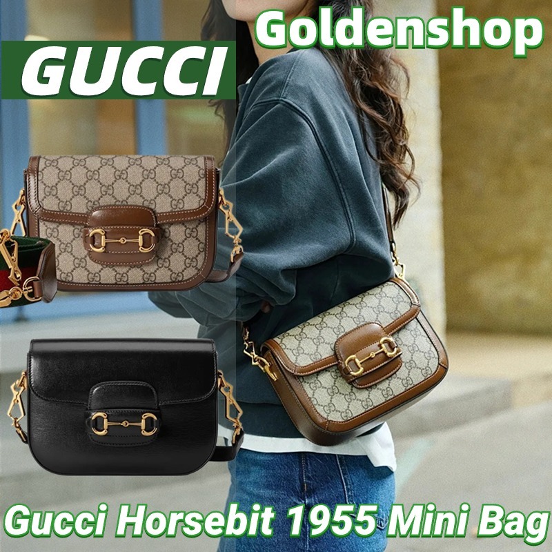 🍒กุชชี่ GUCCI Horsebit 1955 Mini Bag🍒กระเป๋าสะพายเดี่ยว ขายร้อน