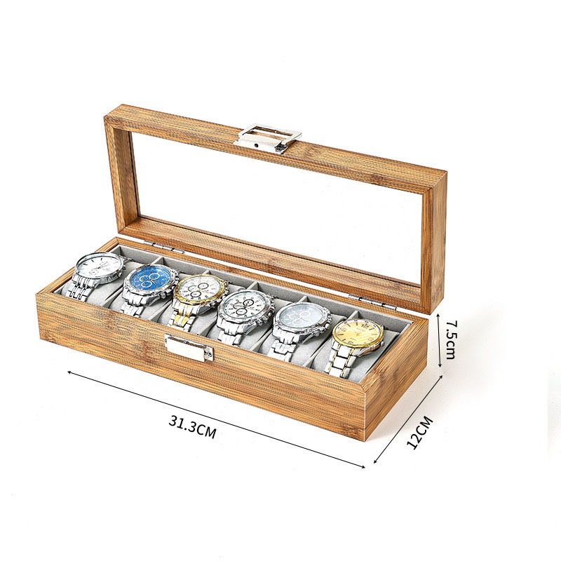 *พร้อมส่ง*กล่องนาฬิกา  3 6 10 12  เรือน(ไม้ไผ่+ในผ้าฟล็อค) กล่องใส่นาฬิกา Watch Box