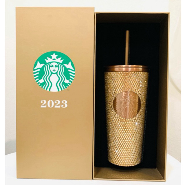 Starbucks Champagne Gold Bling Rhinestones Cold Cup 16oz.