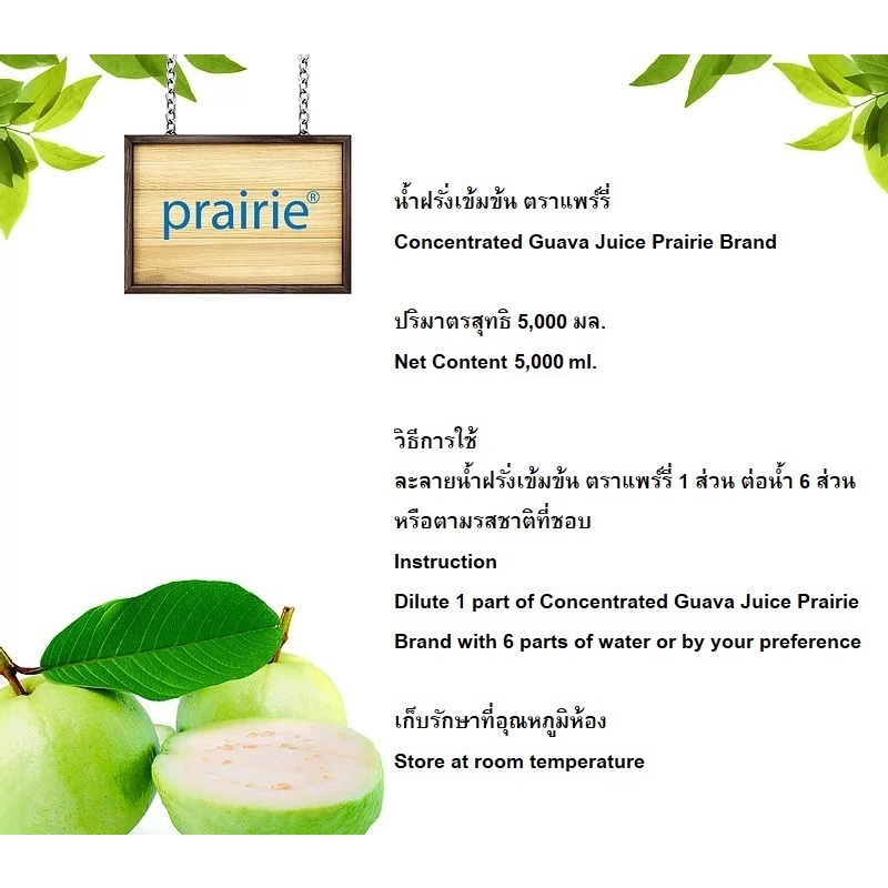 แพร์รี่ น้ำรสฝรั่งเข้มข้น ขนาด 5,000 มิลลิลิตร Guava Syrup (BMG5) ราคา ถูกที่สุด ดีลบีเคเค แกลเลอรีภาพที่ 2