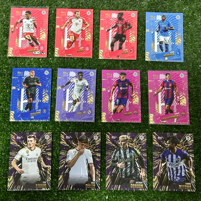 การ์ดสะสมฟุตบอลปีล่าสุด 2023-24 กล่อง Topps Gold  ชุด Elite Cards และ MitoMa Guler Kroos Gordon ลิขส