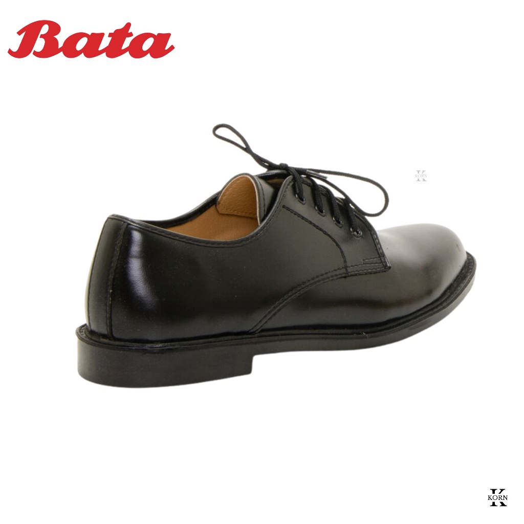 Bata รองเท้าคัทชูผู้ชาย รองเท้านักศึกษา แบบผูกเชือก หนังเทียม สีดำ (821-6780)