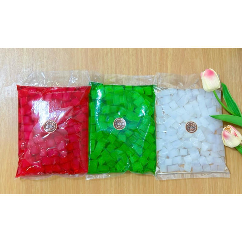 วุ้นมะพร้าว 3 สี เครื่องน้ำเเข็งใส ขนมหวาน