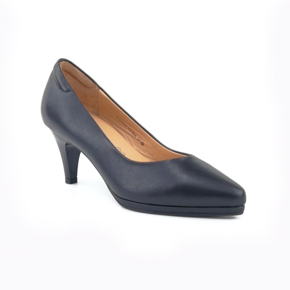 ST.JAMES รองเท้าหนังแท้/รองเท้าคัทชู หัวแหลม ส้น 7.5 ซม. รุ่น ROMA สี BLACK | รองเท้า ผู้หญิง