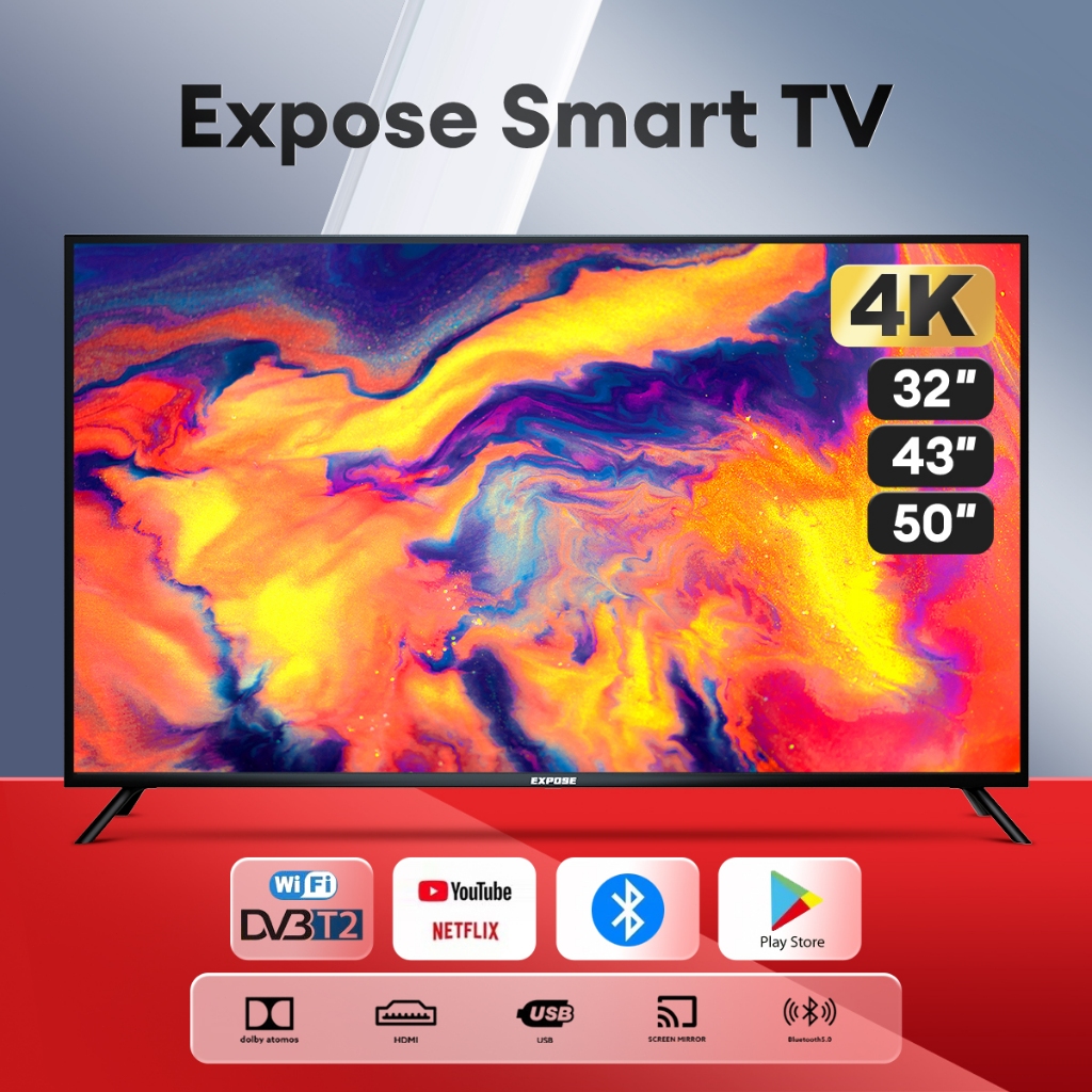 ทีวี 32 นิ้ว Smart TV 4K ทีวี 43 นิ้ว UHD สมาร์ททีวี Android TV โทรทัศน์ แอนดรอยด์ทีวี รับประกัน 3 ปี Youtube Nexflix