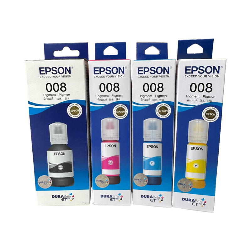 หมึกเติม EPSON 008 Bk C M Yใช้งานกับเครื่องรุ่น L6560 L6570 L6580 L15150 L15160 ของแท้