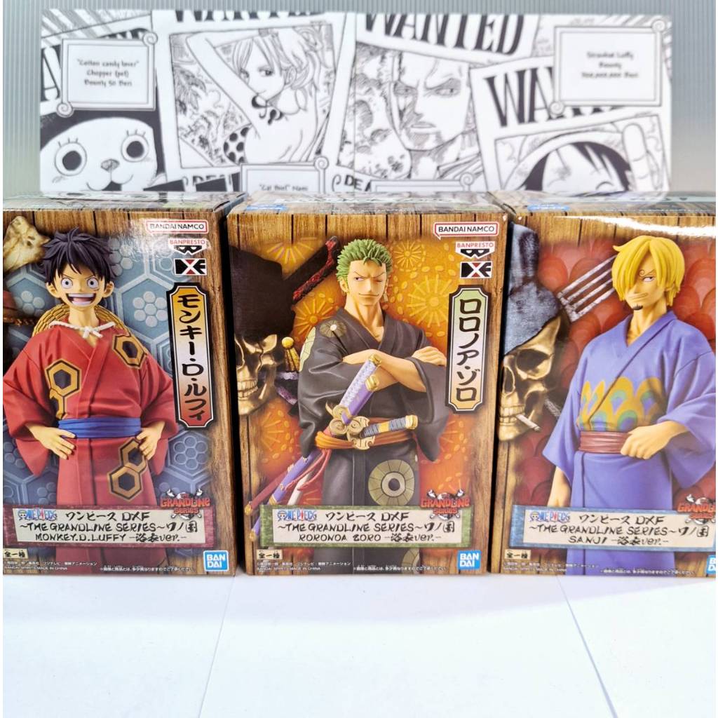 [ของแท้ lot JP] model One Piece ฟิกเกอร์โซโล ลูฟี่ ซันจิ DXF Figure The Grandline Series yukata