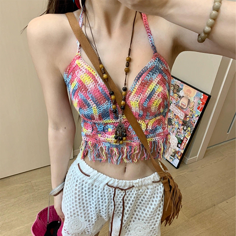 พร้อมส่งในไทย บิกินี่ ถัก บิกินี่ ท่อนบน ลาย หลายสี มีฟองน้ำ เสื้อโชว์หลัง ผูกคอ#0262 ราคา ถูกที่สุด ดีลบีเคเค แกลเลอรีภาพที่ 4
