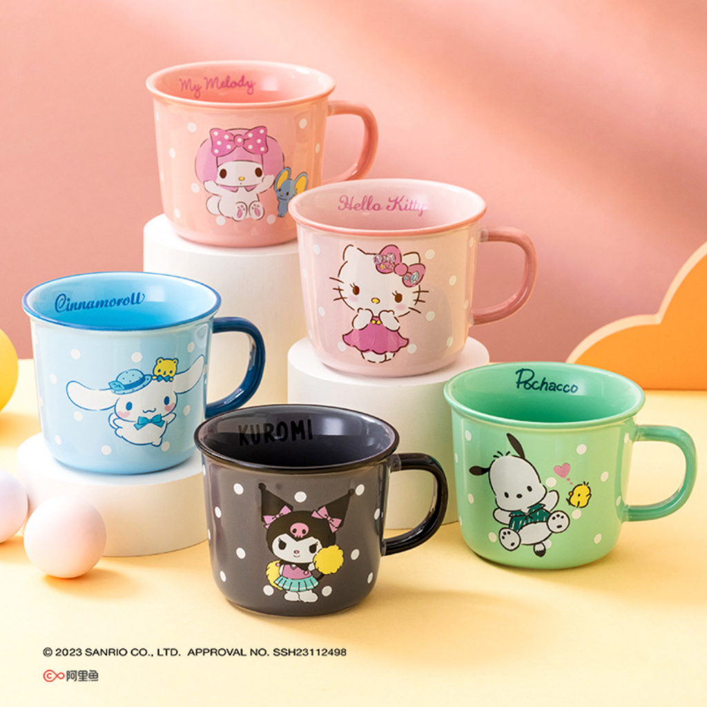 พร้อมส่ง แก้วมัค Sanrio ลิขสิทธิ์แท้ 370ml. แก้วกาแฟ เซรามิค ลายการ์ตูน คิตตี้ คุโรมิ น่ารัก