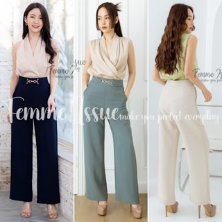 FEMME ISSUE ⭐️กางเกงขากระบอกเอวสูง ชุดทำงาน ลำลอง เกรดพรีเมี…