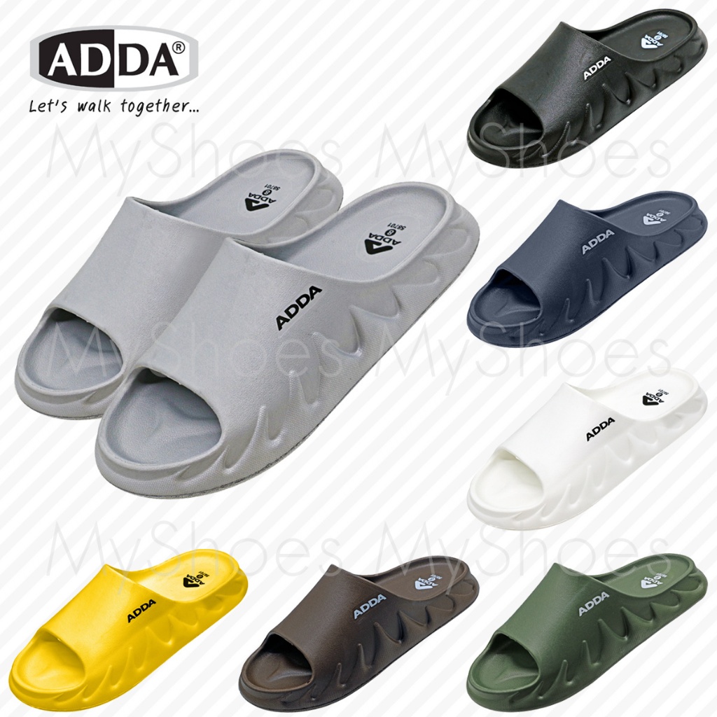 🔥ADDA 58701 รองเท้าแตะ รองเท้าลำลอง สำหรับผู้ชาย แบบสวม รุ่น ไซส์ 7-10 สี ดำ น้ำตาล เทา เขียว กรม เหลือง ขาว MyShoes
