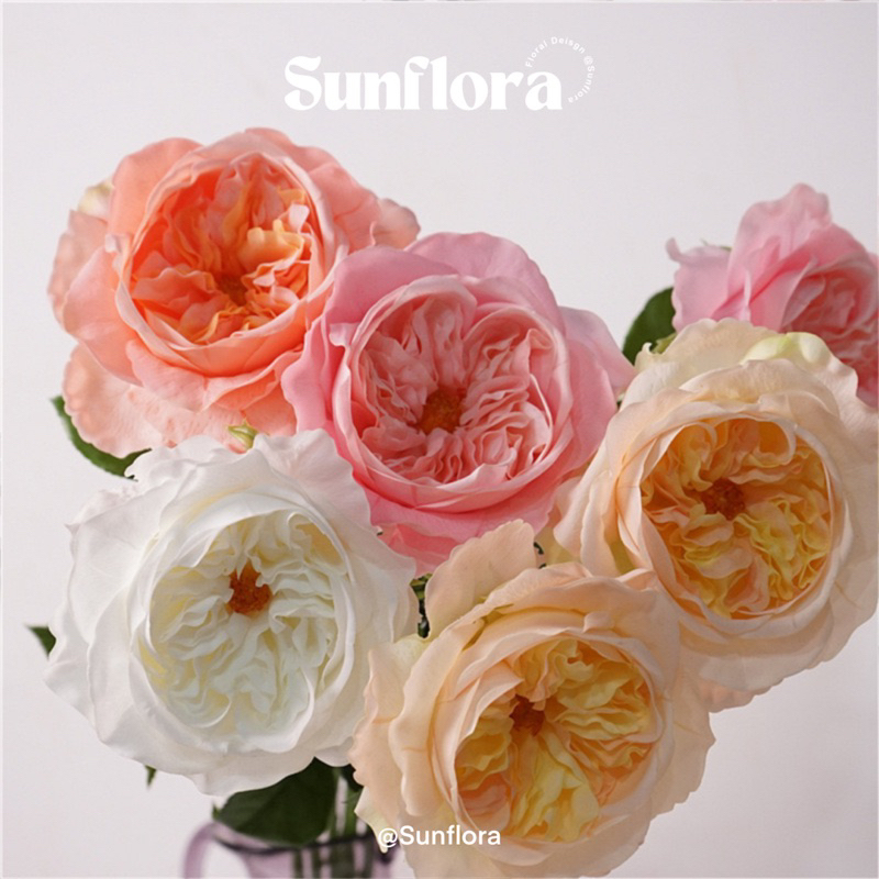 [Sunflora] ดอกุหลาบจูเลียต กุหลาบปลอมเนื้อผ้ายาง ดอกไม้ประดิษฐ์เสมือนจริง ของแต่งบ้าน