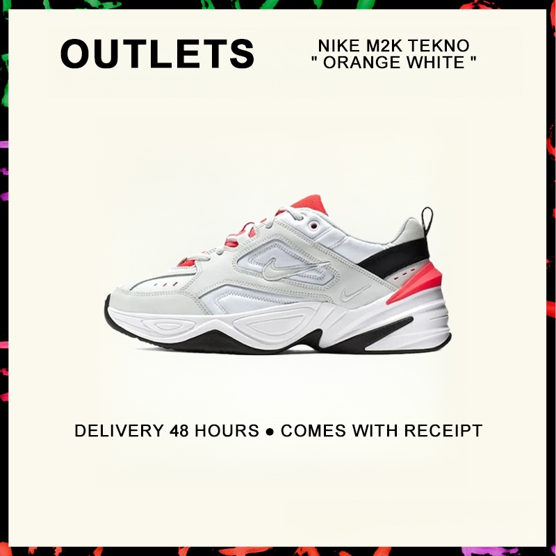 รับประกันของแท้ Nike M2K Tekno " Orange White " รองเท้ากีฬา AO3108 - 401 รับประกัน 1 ปี