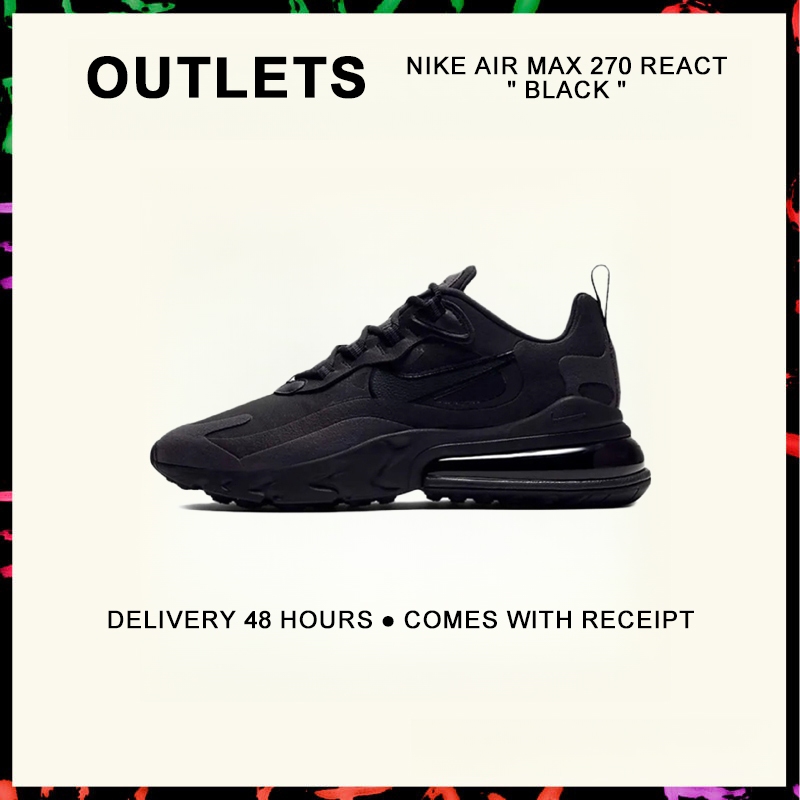 รับประกันของแท้ Nike Air Max 270 React " Black " รองเท้ากีฬา CI3866 - 003 รับประกัน 1 ปี