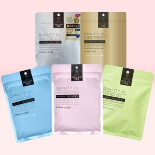 Quality 1st Derma Laser 7pcs-Ceramide 100/NMN + Niacinamide/Super VC 100/Super VC 100 White/Teatree 100