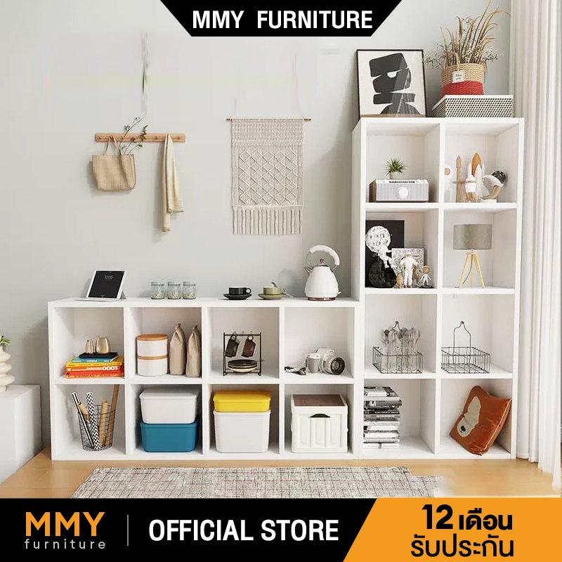 MMY ความจุสูง เปิดชั้นวางจอแสดงผล 120/90/60cm สีขาว ชั้นหนังสือ ติดตั้งง่าย bookshelf ชั้นวางของเล่น