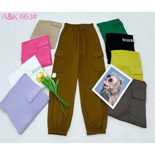 กางเกงวอร์มผ้ายืดขาจั๊มงานป้ายA&K663
