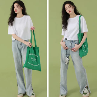 เสื้อคลอปน่ารักๆ สีพื้น oversize เสื้อผ้าสาวอวบมินิมอลสไตล์เกาหลี เสื้อยืดสวยๆผู้หญิงกําลังฮิต คนอ้วนไซส์ใหญ่ M-2XL
