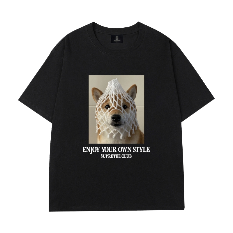 100%Cotton เสื้อยืดผู้ชายแขนสั้นผ้าฝ้าย เสื้อสกรีน S - 2XL 3XL [หมา]