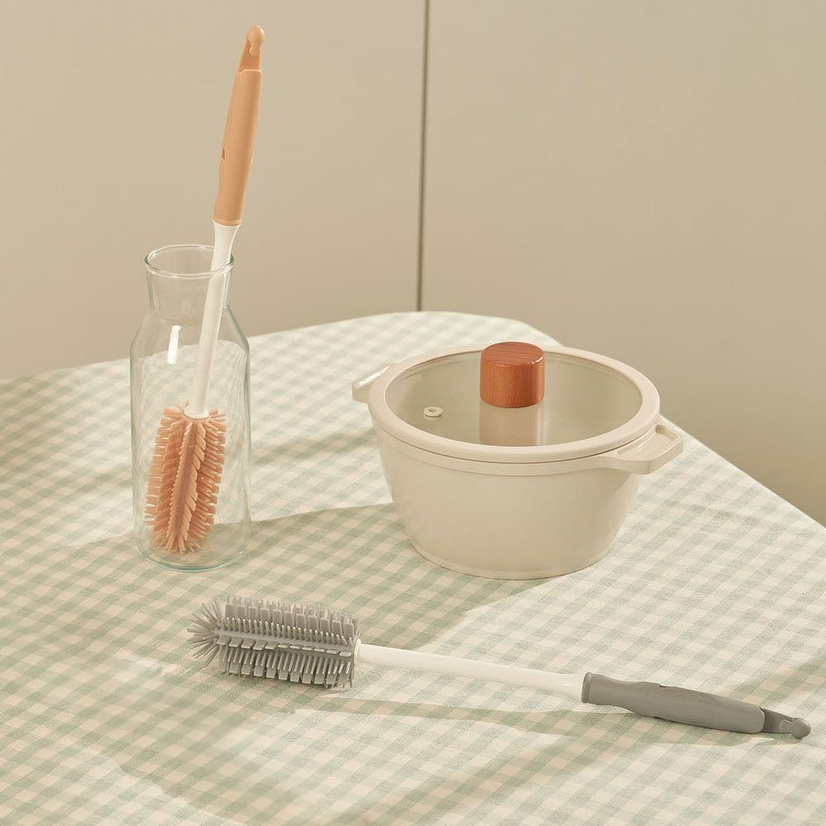 Lieto แปรงล้างขวดนมซิลิโคน (ด้ามจับตรง) + แปรงล้างหลอด