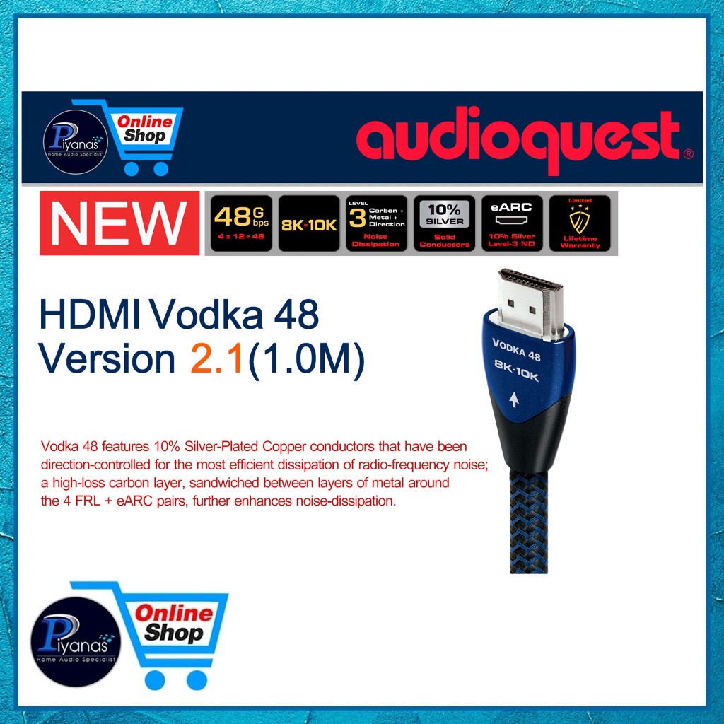 AUDIOQUEST : HDMI-VODKA 48 VERSION 2.1 (1.0M)/(2.0M)/(3.0M)/piyanas electric/ปิยะนัส อิเล็คทริคส์