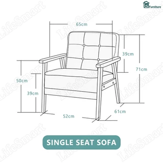 LifeSmart โซฟา โซฟานั่งเล่น Sofa ไม้ หนังPU สไตน์นอร์ดิก เเข็งเร็ง ทนทาน มี 1/2/3 ที่นั่ง