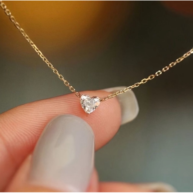 Mini Clear diamond heart necklace