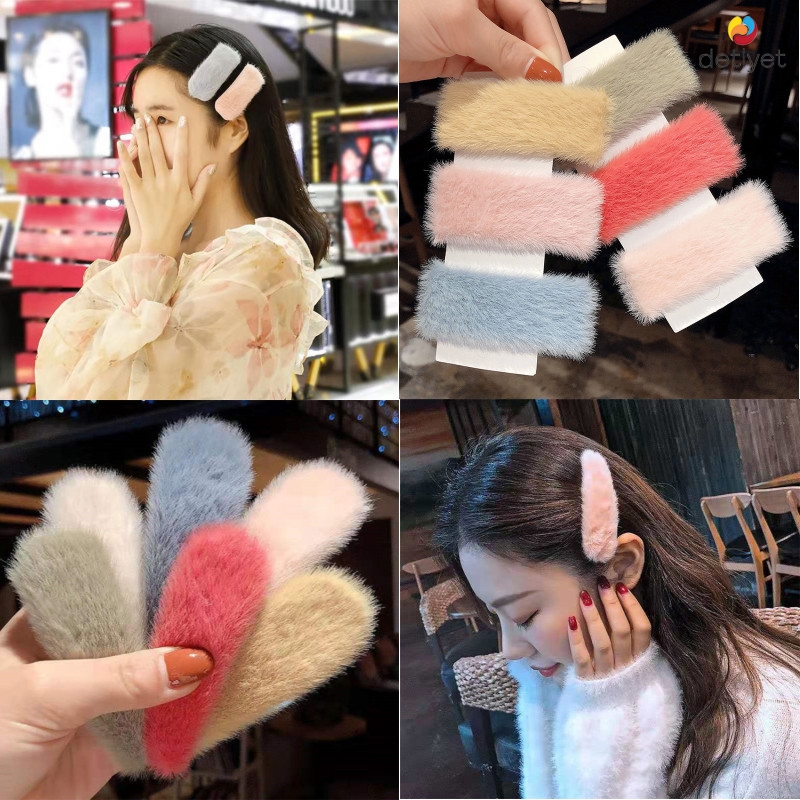 COD🌷1บาทกิ๊บติดผมขนฟูรูปเมฆลายหัวใจเรขาคณิตสีแคนดี้น่ารักเกาหลีเครื่องประดับผมสำหรับผู้หญิงเข้ากับทุกการแต่งกาย-det