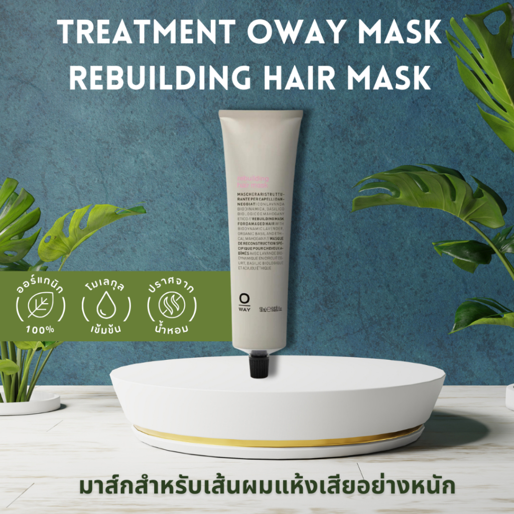 TREATMENT OWAY MASK REBUILDING HAIR MASK ORGANIC BIODINAMIC มาส์กสำหรับเส้นผมแห้งเสียอย่างหนัก