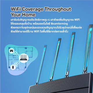 TP-Link Archer AX12 AX1500 Gigabit เราเตอร์ไวไฟ 6 พร้อม Beamforming และ OFDMA ช่วยลดความล่าช้าในการรับส่งสัญาณ -LT