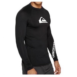 เสื้อว่ายน้ำแขนยาว ผู้ชาย Rashguard โลโก้ขาว