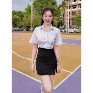เสื้อนักศึกษาทรงบอย แขนสามเหลี่ยม