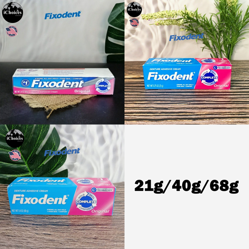 [Fixodent] Denture Adhesive Cream Complete, Original 21,40,68 g ฟิกโซเดนท์ ครีมติดฟันปลอม