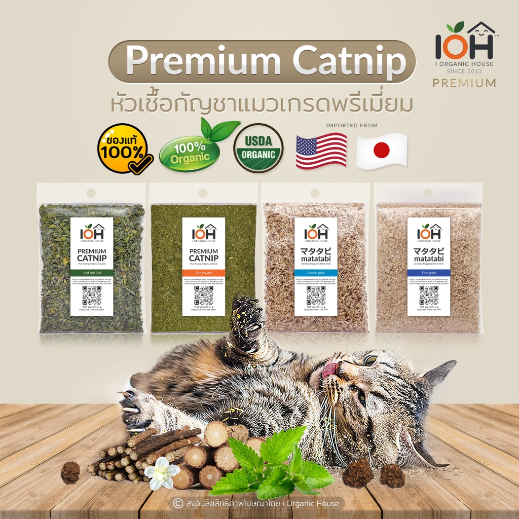 กัญชาแมว แคทนิป USA แคทมินต์ มาทาทาบิ สมุนไพรและของเล่นเพิ่มความสุขสำหรับแมว