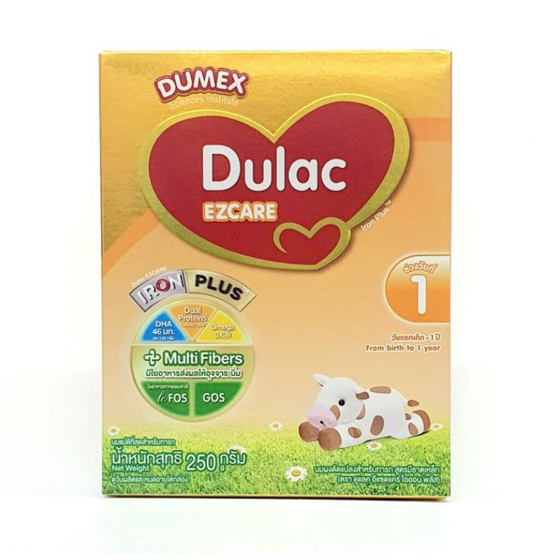 นมผง ดูเม็กซ์สูตร1 ดูแลค อีแซดแคร์ ไอรอนพลัส  250 กรัม นมผงเด็กแรกเกิด-1ปี Dumex Dulac EZCare นมดูแลคสูตร